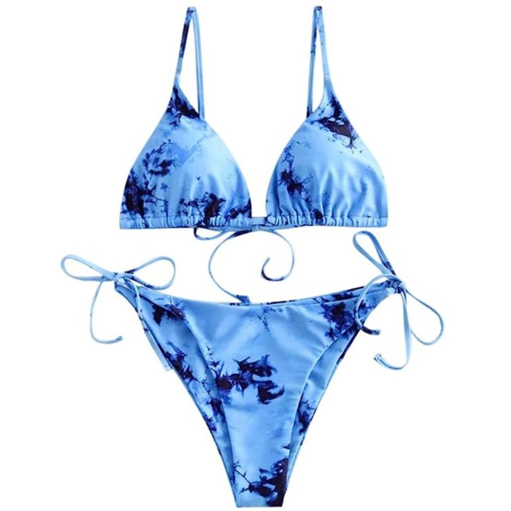 NWT Zaful Blue Tie Dye Two Piece Bikini Set Size Medium